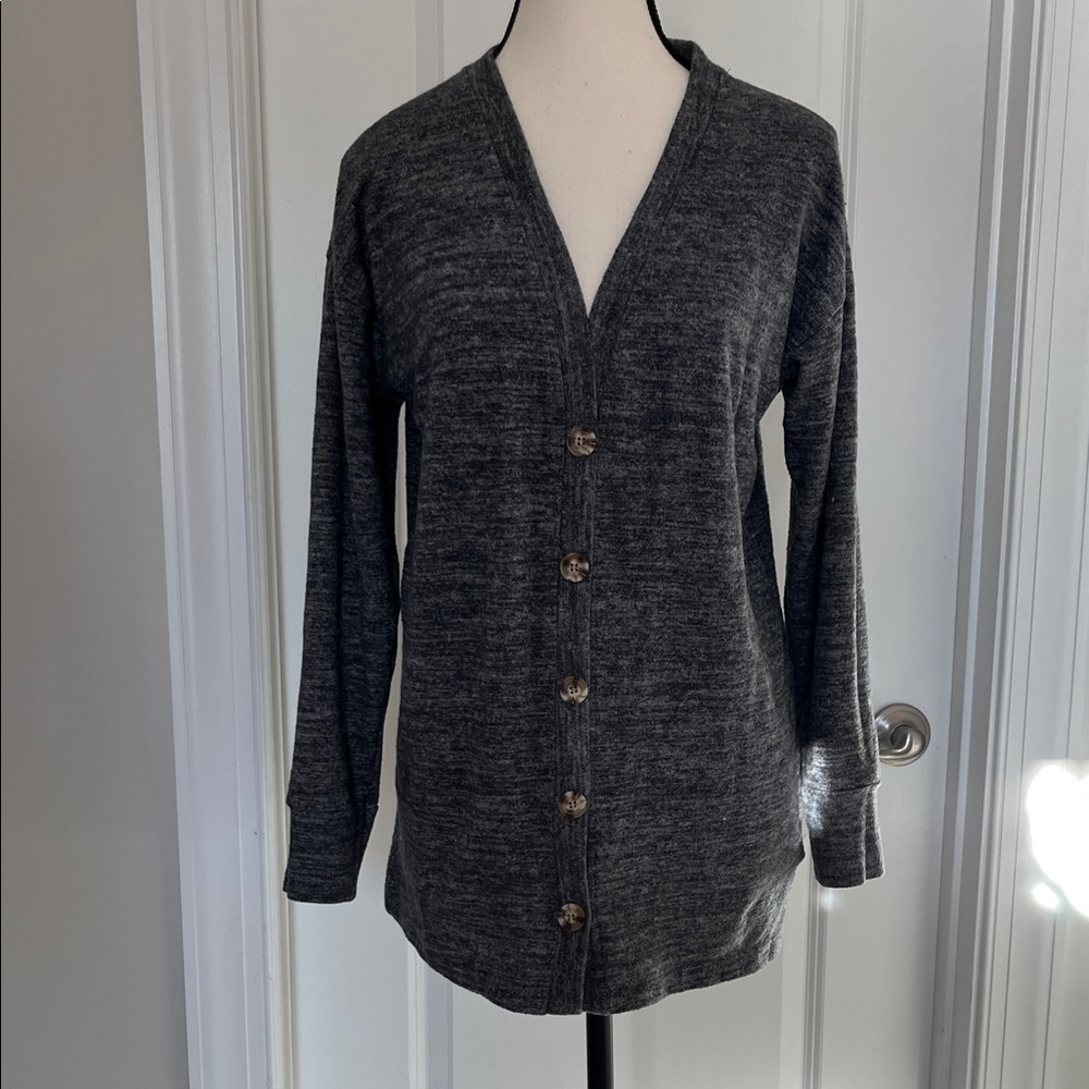 Forever 21 Oversized Gray Button Cardigan